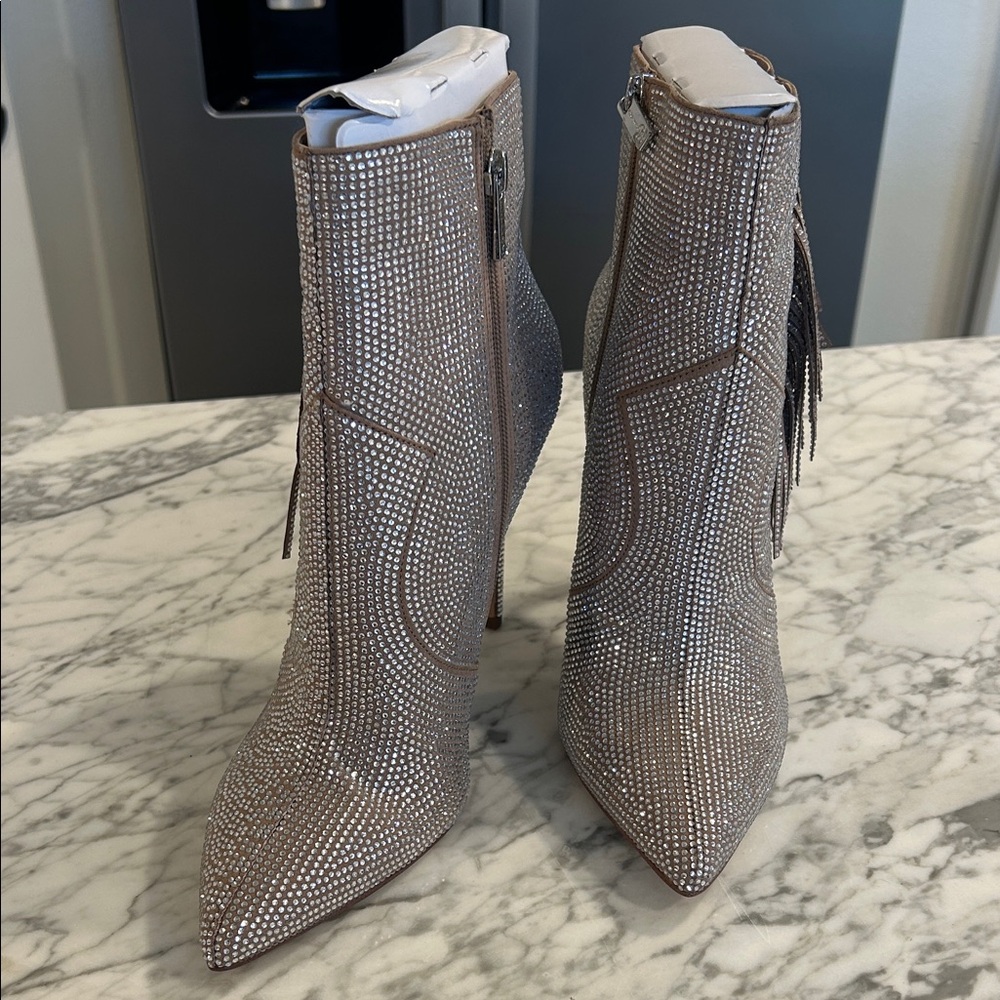 Jessica Simpson Silver Rhinestone Heeled Boots - Picture 2 of 4